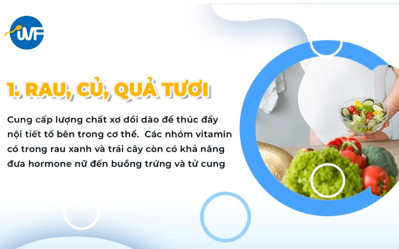 Sử dụng rau củ tươi 